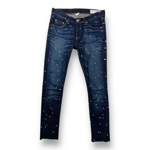 Rag & bone Mid Rise Paint Splatter Skinny Jeans